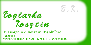 boglarka kosztin business card